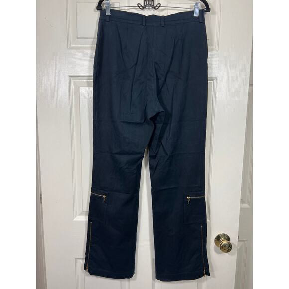 St. John Sport by Marie Gray Black Cargo Gold Zipper Straight Leg Pant size 8 - Picture 2 of 7